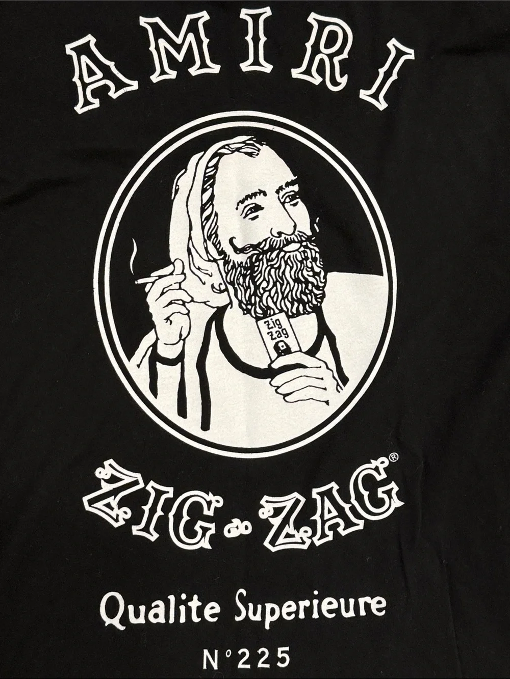 AMIRI Black Long Sleeve zig zag 'Slow Burning' Graphic Tee